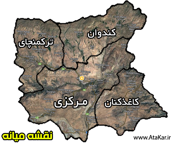 نقشه کامل شهرستان میانه